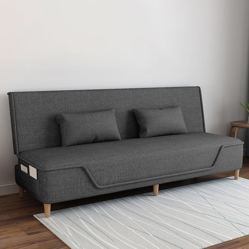 Linen Blend Contemporary Armless Sofa with Storage Bag Convertible Sofa for Living Room