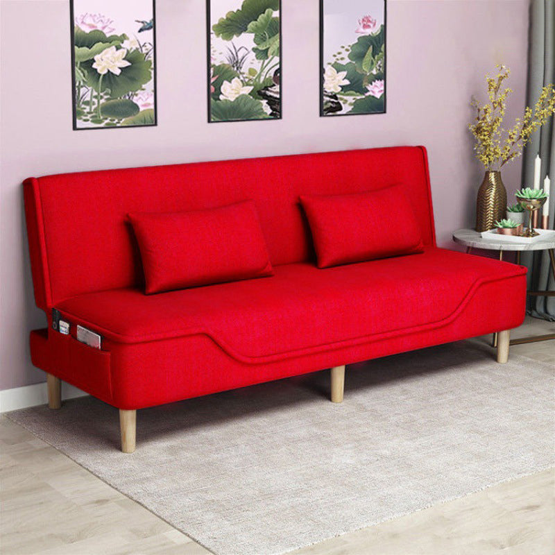 Linen Blend Contemporary Armless Sofa with Storage Bag Convertible Sofa for Living Room