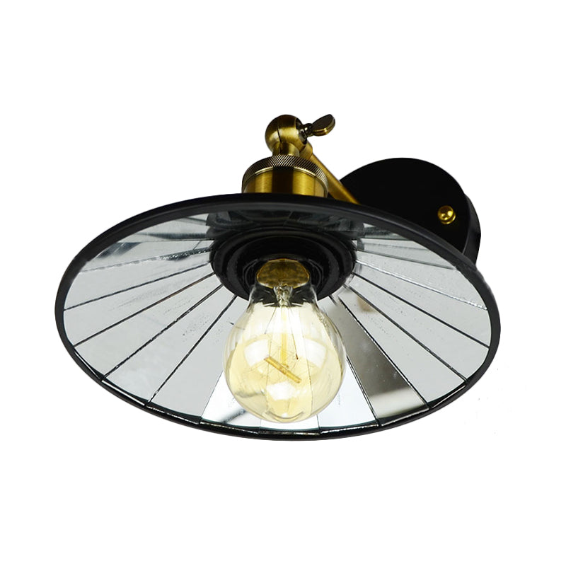 Antiqued Wide Flare Sconce Light Fixture 1 Head Metallic Wall Mounted Lamp in Black for Restaurant