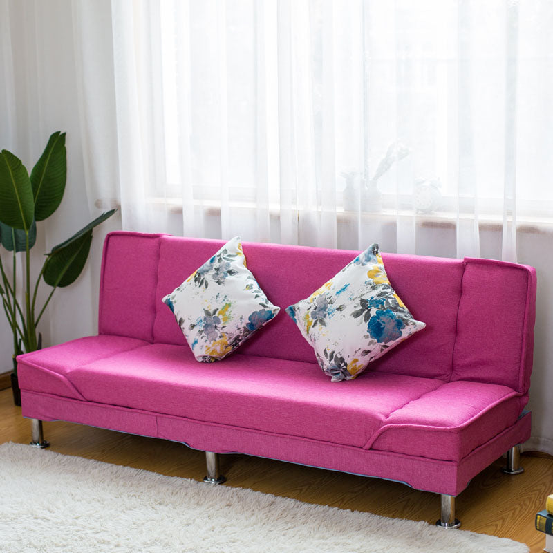 Modern Cotton Blend and Velvet Convertible Loose Back Armless Sofa Bed