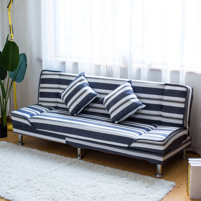 Modern Cotton Blend and Velvet Convertible Loose Back Armless Sofa Bed