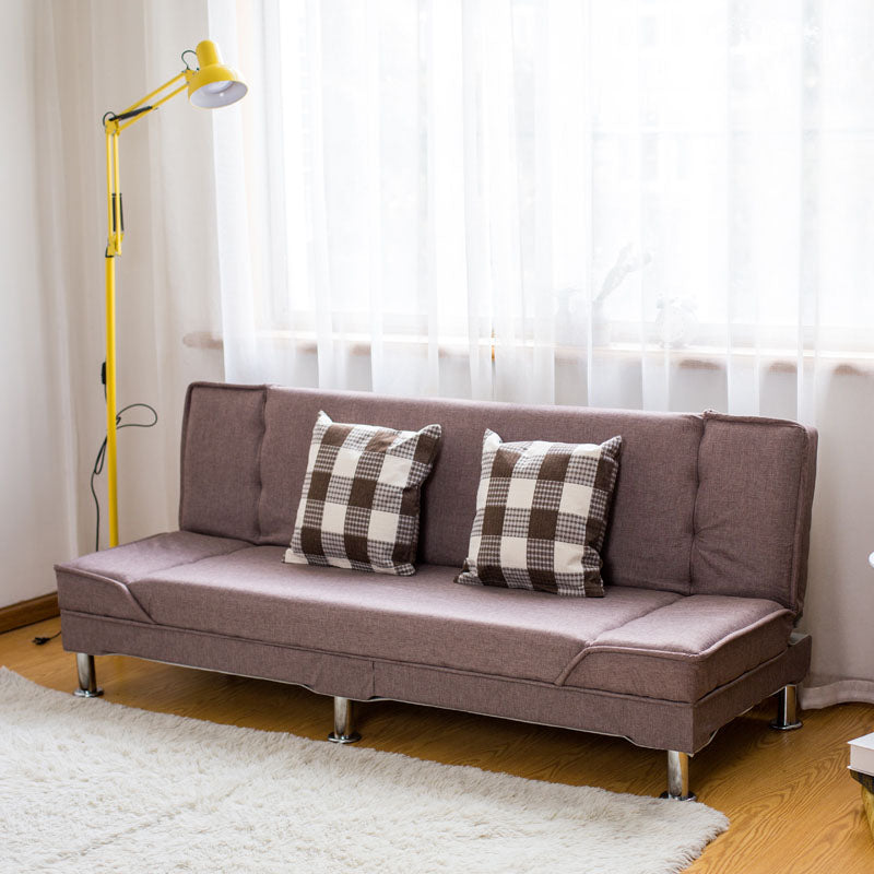 Modern Cotton Blend and Velvet Convertible Loose Back Armless Sofa Bed