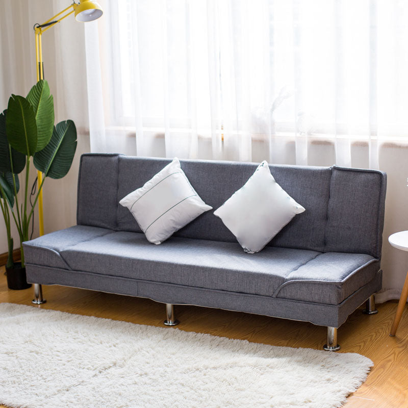 Modern Cotton Blend and Velvet Convertible Loose Back Armless Sofa Bed