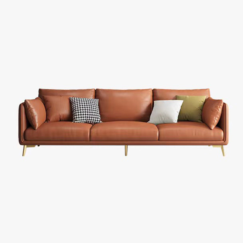 Stationary Stain Resistant Faux Leather 3-seater Pillow Top Arm Sofa