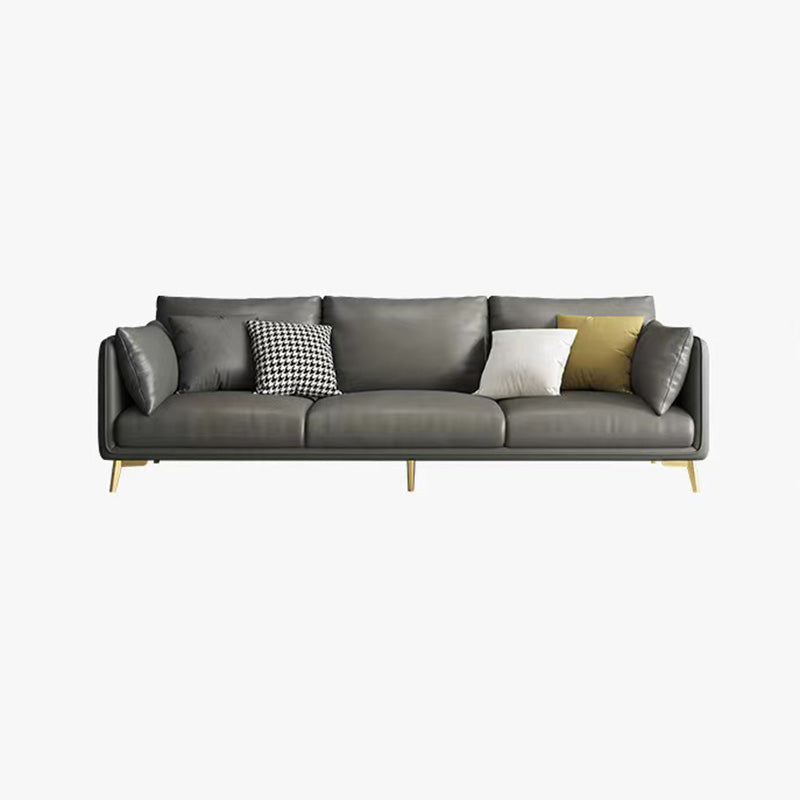 Stationary Stain Resistant Faux Leather 3-seater Pillow Top Arm Sofa