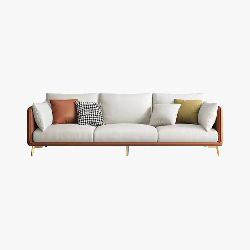 Stationary Stain Resistant Faux Leather 3-seater Pillow Top Arm Sofa