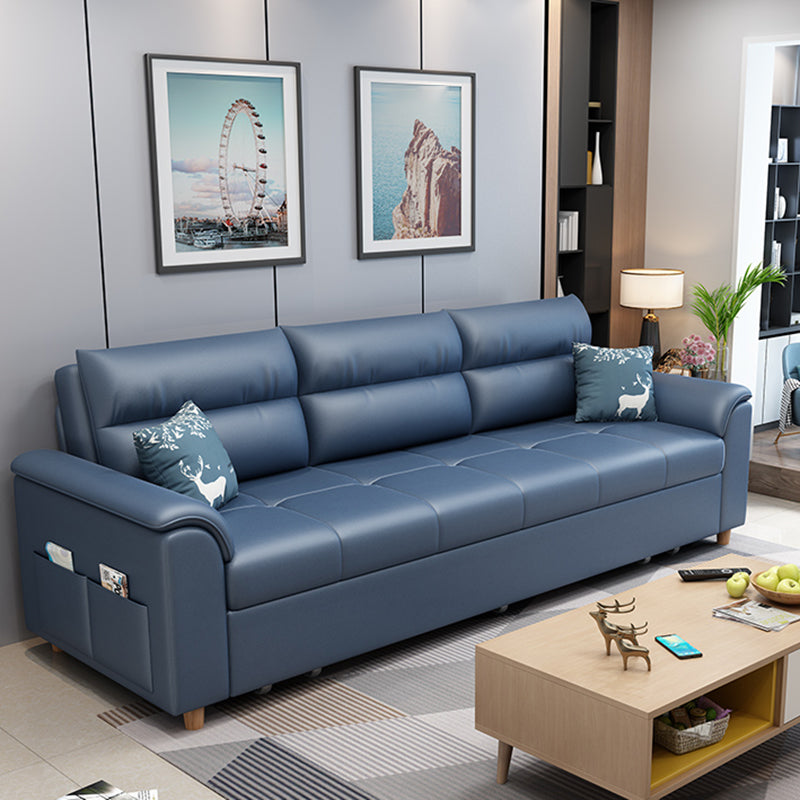 Cotton Blend and Faux Leather Biscuit Back Pillow Top Arm Couch Bed