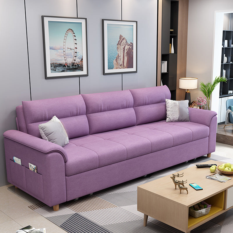 Cotton Blend and Faux Leather Biscuit Back Pillow Top Arm Couch Bed