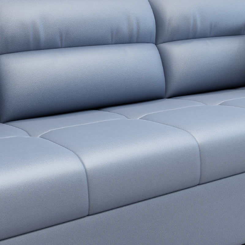 Cotton Blend and Faux Leather Biscuit Back Pillow Top Arm Couch Bed