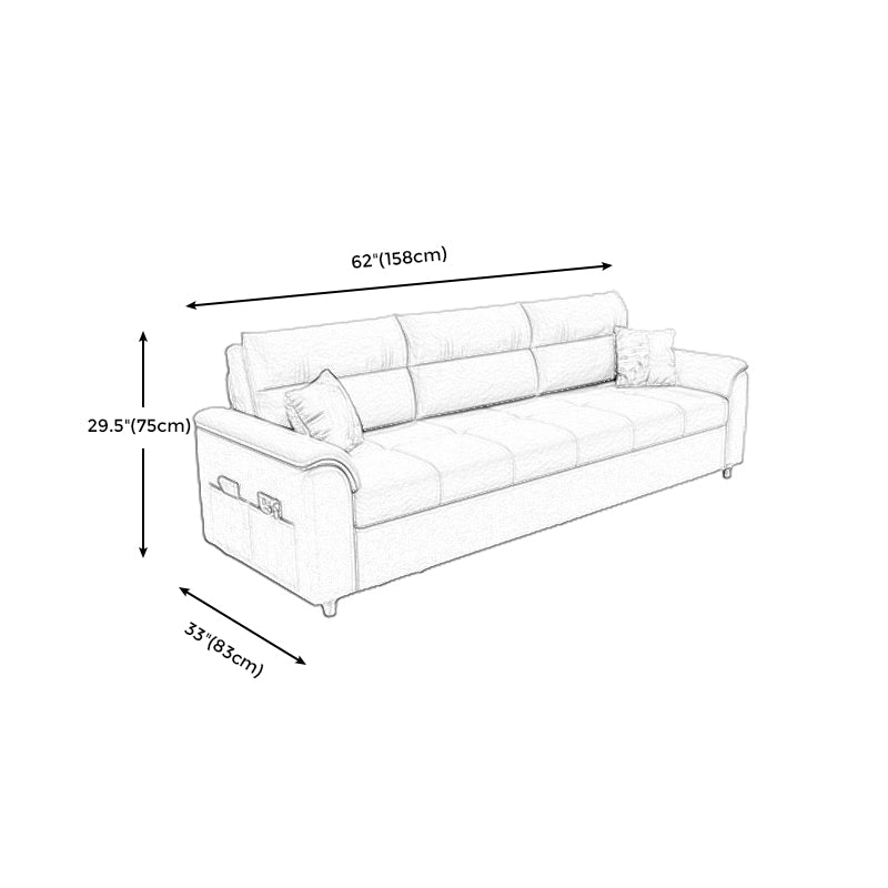 Cotton Blend and Faux Leather Biscuit Back Pillow Top Arm Couch Bed