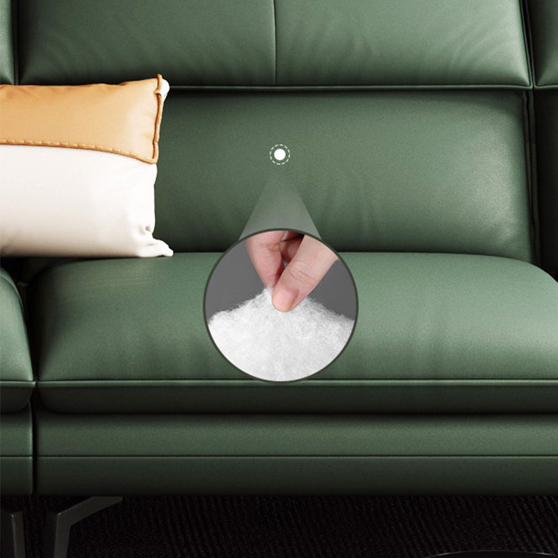 Pillow Arms Sofa in Green Modern Stain-Resistant Faux Leather L-Shape Sofa & Chaise