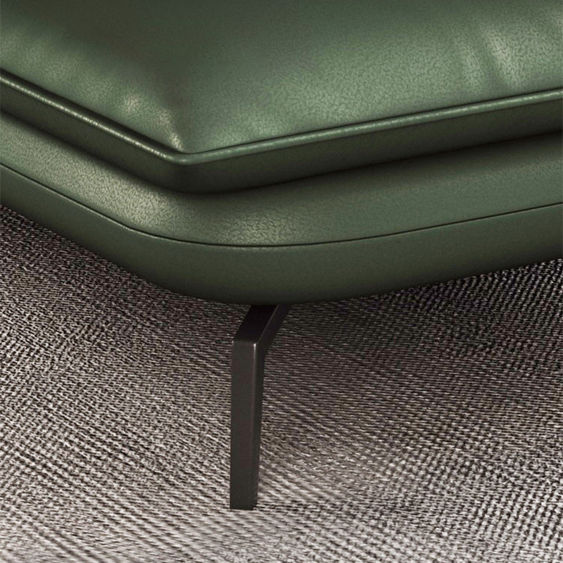 Pillow Arms Sofa in Green Modern Stain-Resistant Faux Leather L-Shape Sofa & Chaise