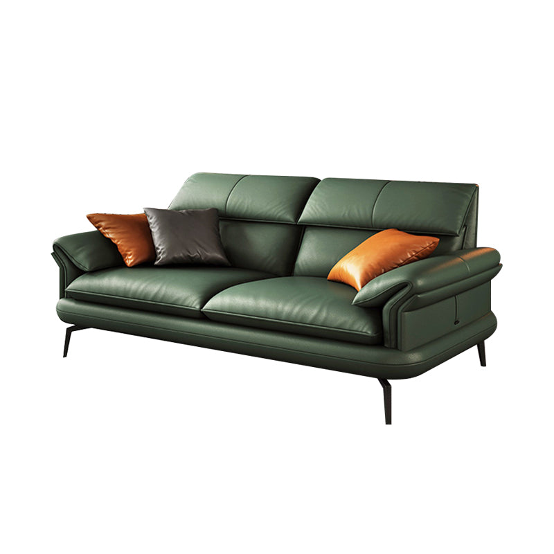 Pillow Arms Sofa in Green Modern Stain-Resistant Faux Leather L-Shape Sofa & Chaise