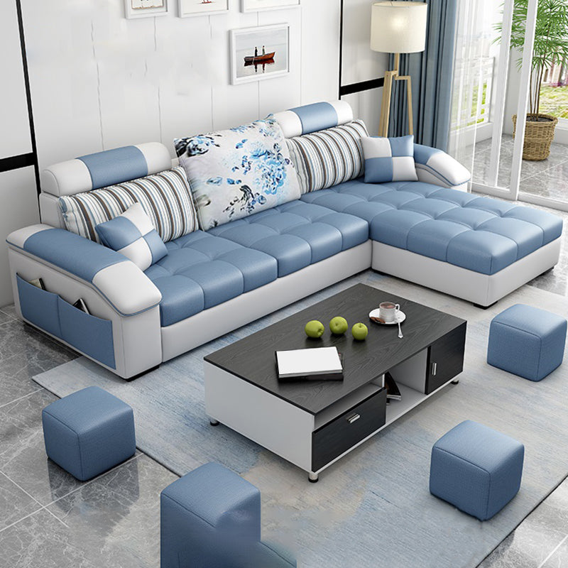 Faux Leather and Cotton Blend Sectional Couch for 3/4 People