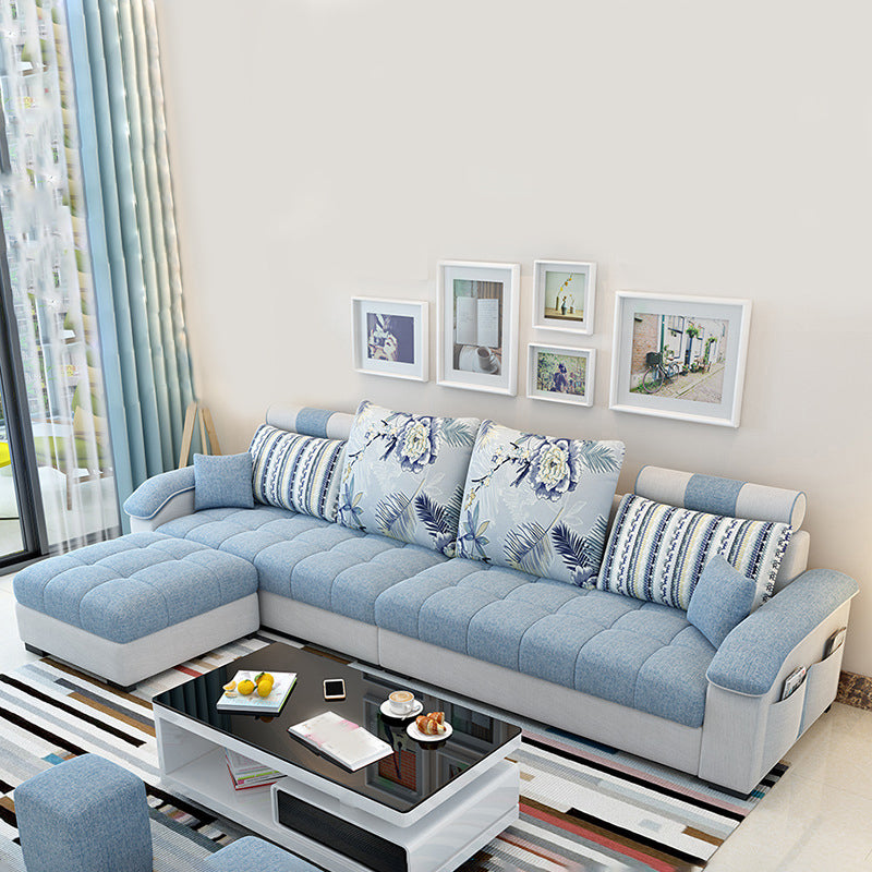 Faux Leather and Cotton Blend Sectional Couch for 3/4 People