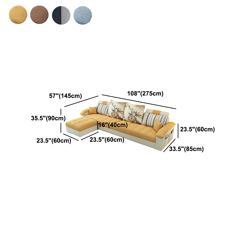 Faux Leather and Cotton Blend Sectional Couch for 3/4 People