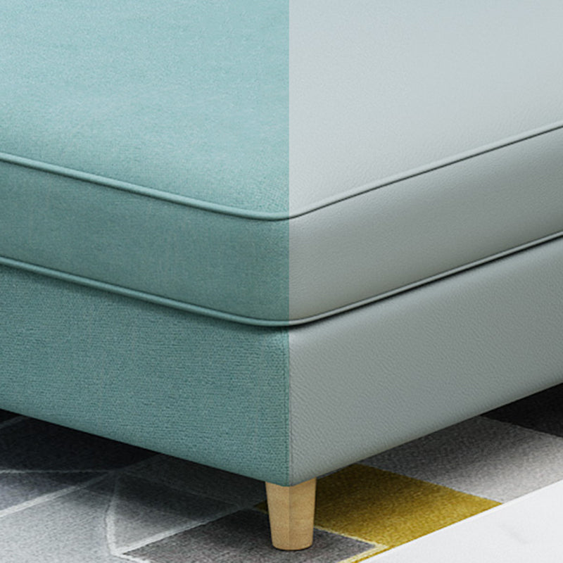 Farmhouse L-Shape Cotton Blend and Faux Leather Sectional Couch with Storage