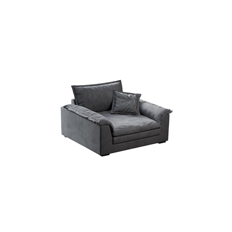 Square Arm Dark Gray Removable Cushions Contemporary Faux Leather Sofa
