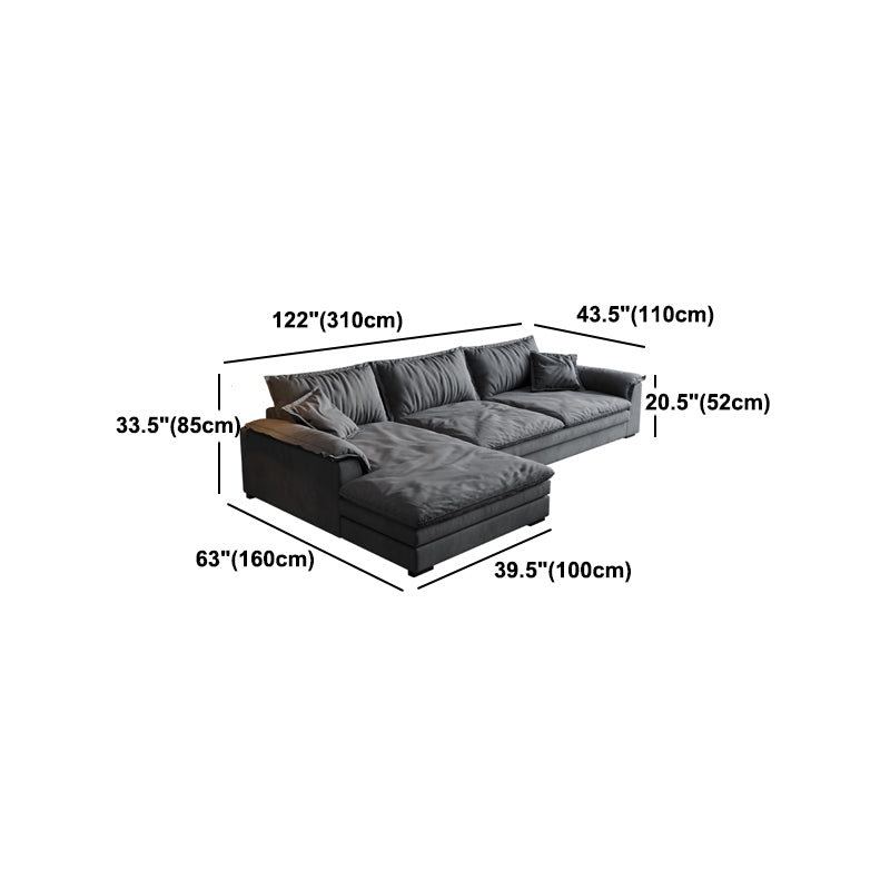 Square Arm Dark Gray Removable Cushions Contemporary Faux Leather Sofa