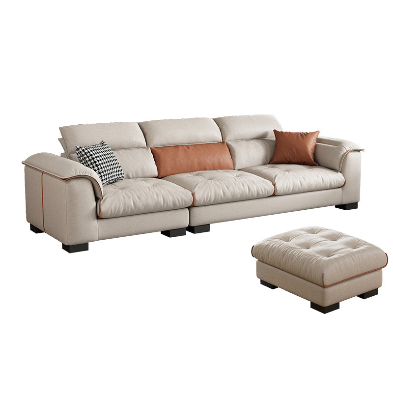 Contemporary Leather and Velvet Tufted Sectional Couch for Living Room