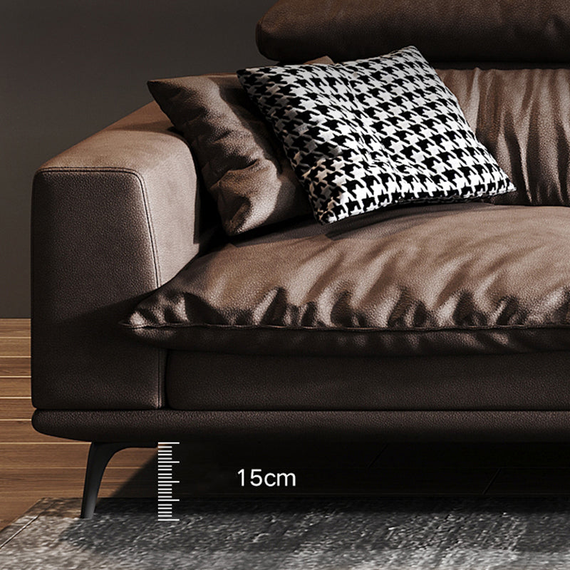 Square Arm Dark Brown Removable Cushions Modern Stain-Resistant Sofa & Chaise