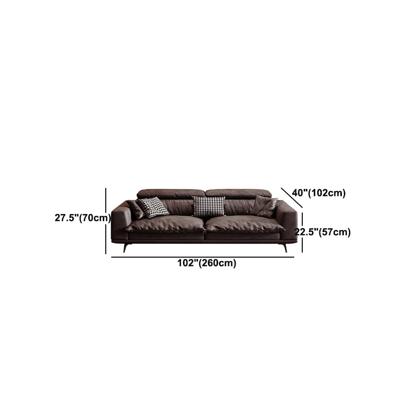 Square Arm Dark Brown Removable Cushions Modern Stain-Resistant Sofa & Chaise