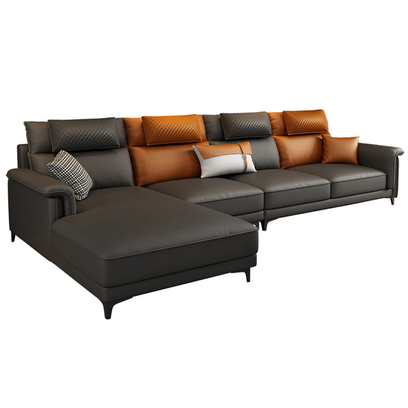 Pillow Top Arm Contemporary Back Settee Couch with Pillows in Gray