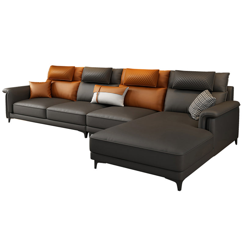 Pillow Top Arm Contemporary Back Settee Couch with Pillows in Gray