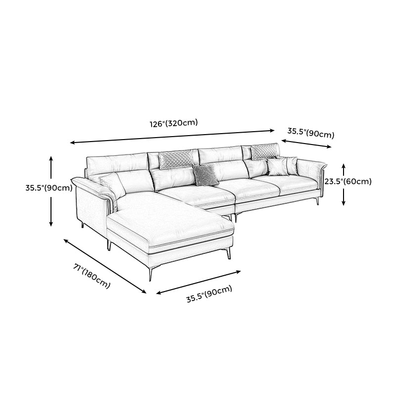 Pillow Top Arm Contemporary Back Settee Couch with Pillows in Gray
