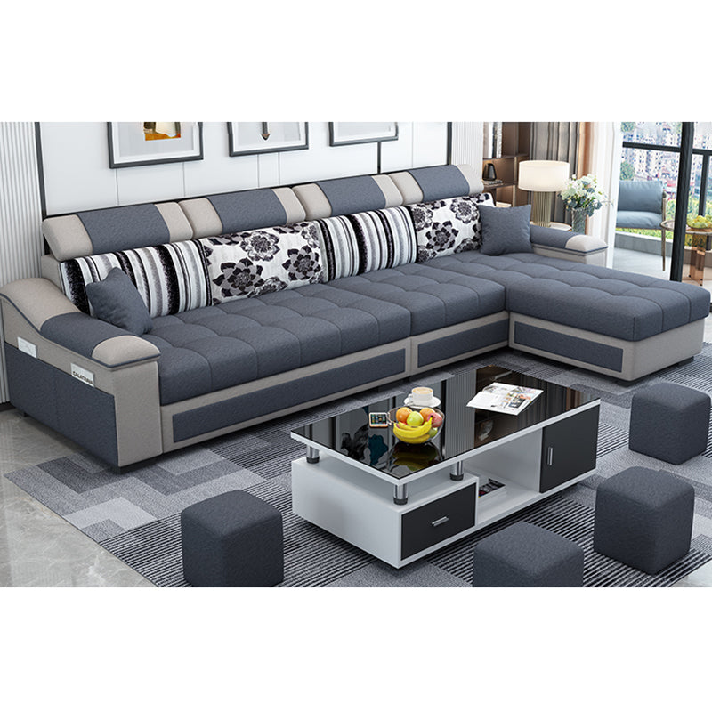 Contemporary Pillow Top Arm Reversible L-Shape Furniture Sectionals