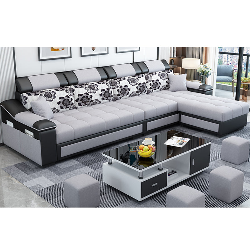 Contemporary Pillow Top Arm Reversible L-Shape Furniture Sectionals