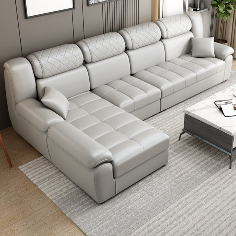 Cotton Blend and Faux Leather L-Shape Reversible Furniture Sectionals