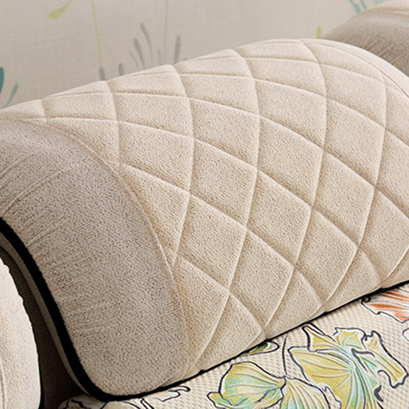 Cotton Blend and Faux Leather L-Shape Reversible Furniture Sectionals