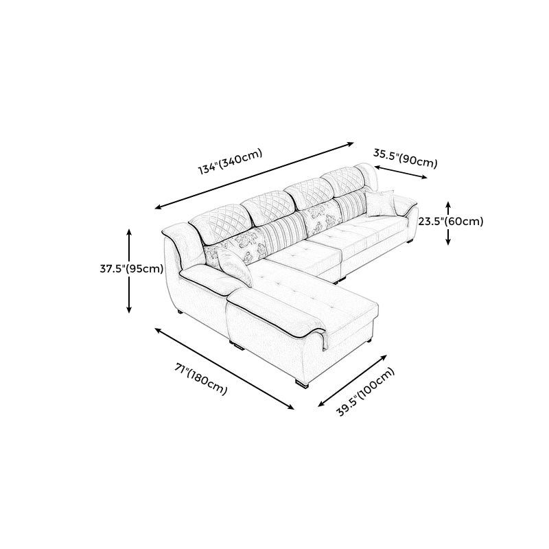Cotton Blend and Faux Leather L-Shape Reversible Furniture Sectionals
