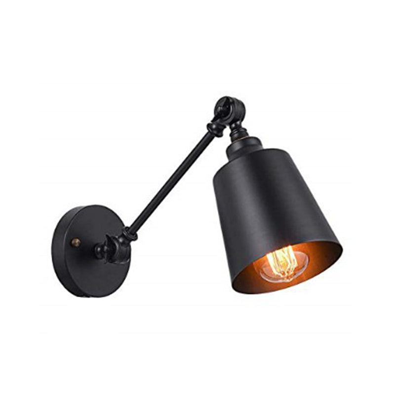 Iron Bell Wall Mount Sconce Industrial 1 Headside Plug-In Regrate Murn Lighting in Black with Swing Bras