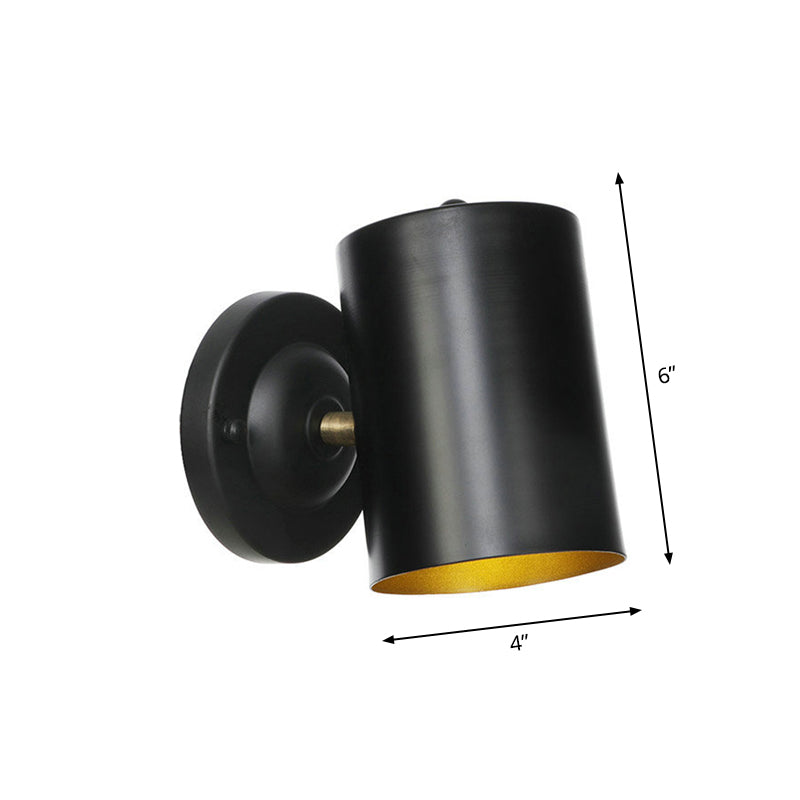 1 luminaire mural cylindrique léger Ferme de finition noire Mont métallique Mount Mount pour le chevet, 4 "/ 6" W