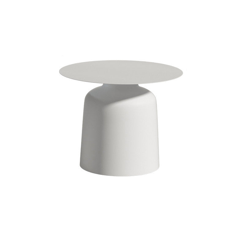 15.7"/18.5"Tall Iron Pedestal White / Black Round Coffee Table