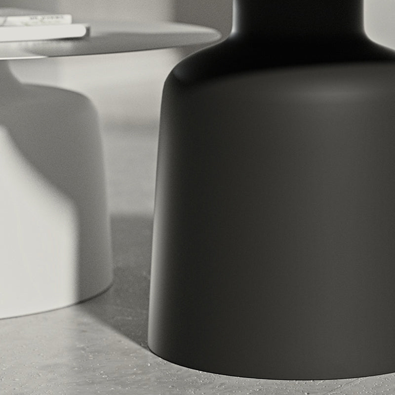 15.7"/18.5"Tall Iron Pedestal White / Black Round Coffee Table