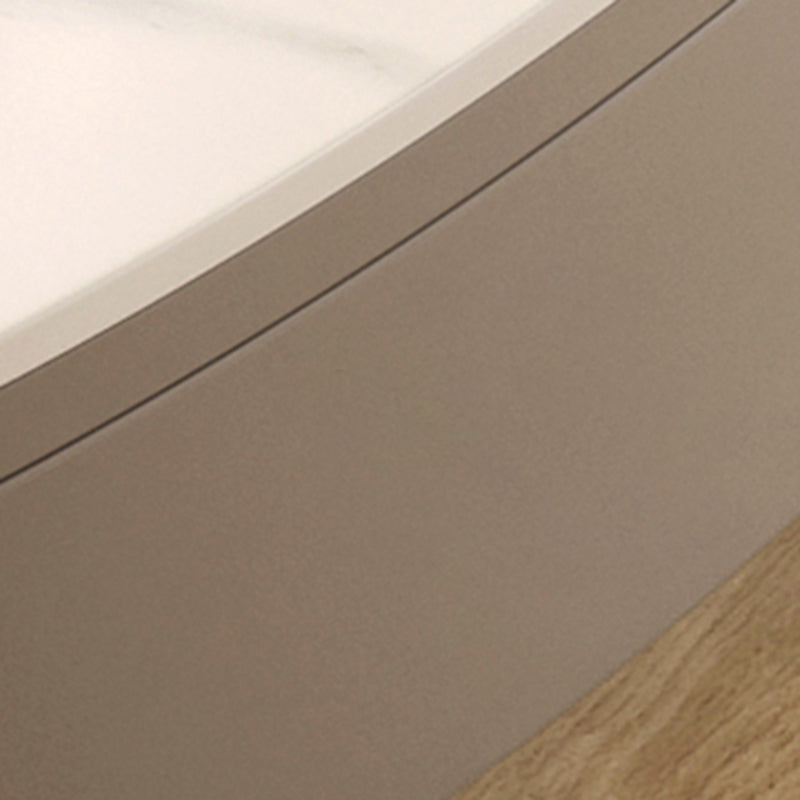 13.7"Tall Drum Oval Slate Top Coffee Table with Drawer for Living Room