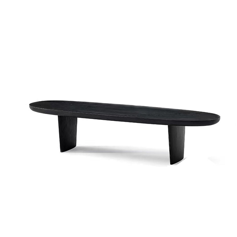 North European Oval Coffee Table Wood Cocktail Table in Black