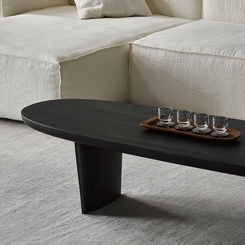 North European Oval Coffee Table Wood Cocktail Table in Black