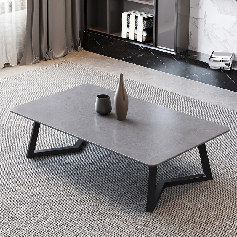 15.7"Tall Steel Sled Base Rectangular Slate Top Coffee Table