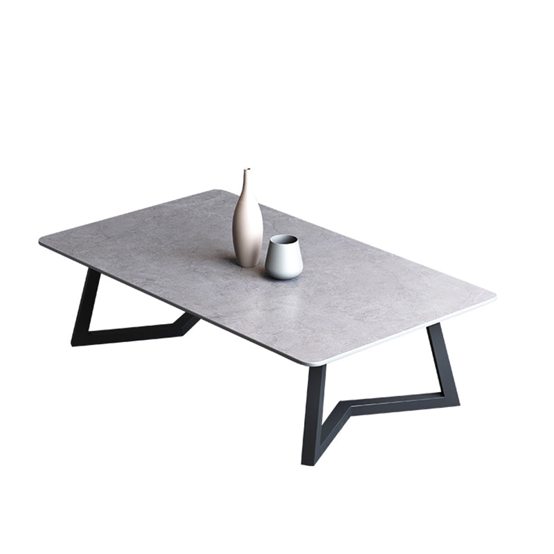 15.7"Tall Steel Sled Base Rectangular Slate Top Coffee Table