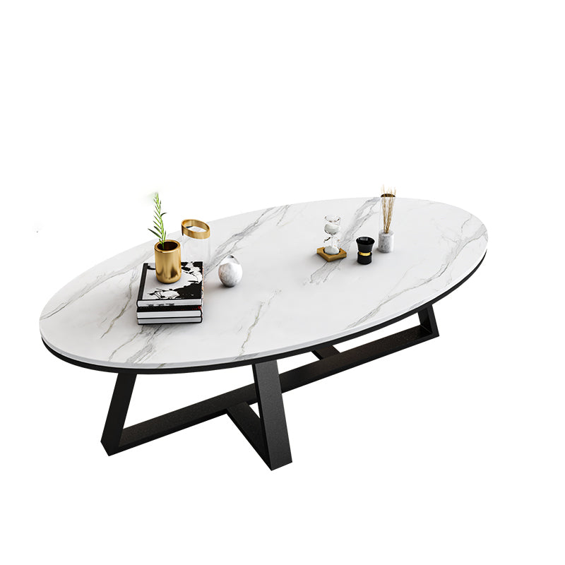 Cross Legs Coffee Table Round/Oval Cocktail Table with Gold/Black Legs