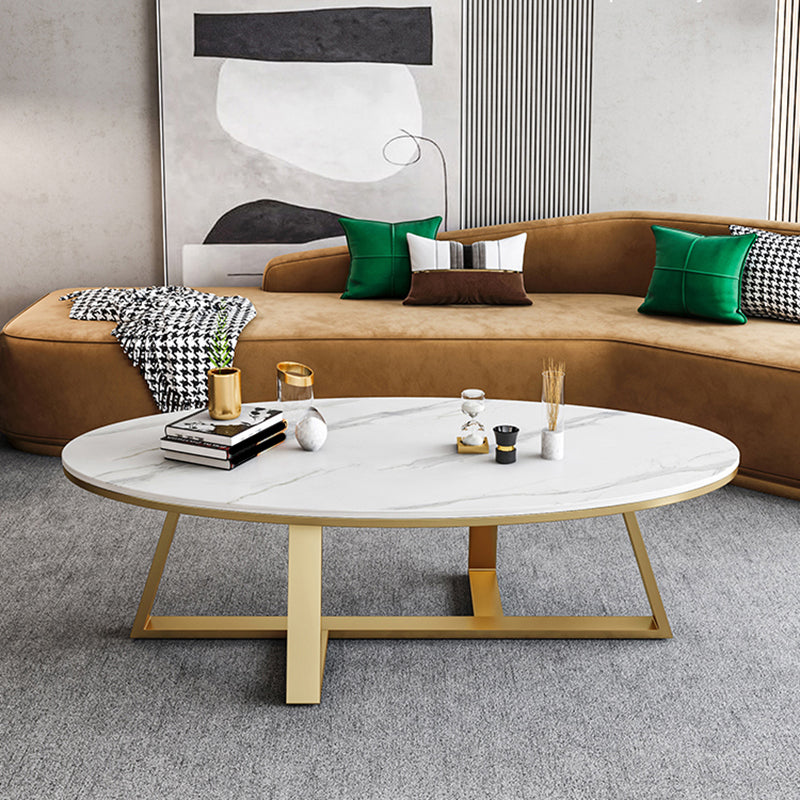 Cross Legs Coffee Table Round/Oval Cocktail Table with Gold/Black Legs