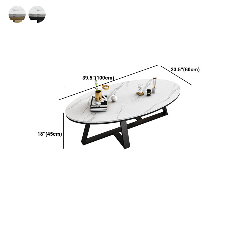 Cross Legs Coffee Table Round/Oval Cocktail Table with Gold/Black Legs