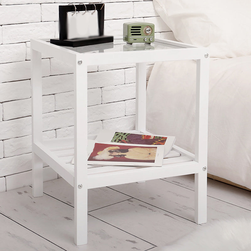 Modern Style Pine with Storage Rack Black/different/wood Color Square Side Table