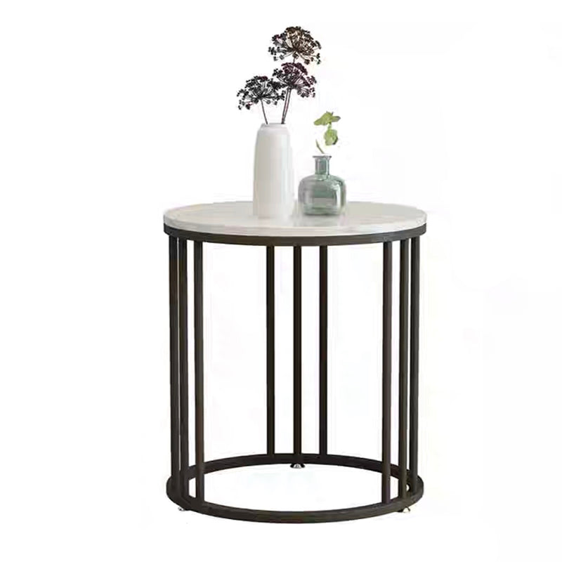 Frame Base Design Gold/ Black Metal Slate Top White Rectangular Side Table