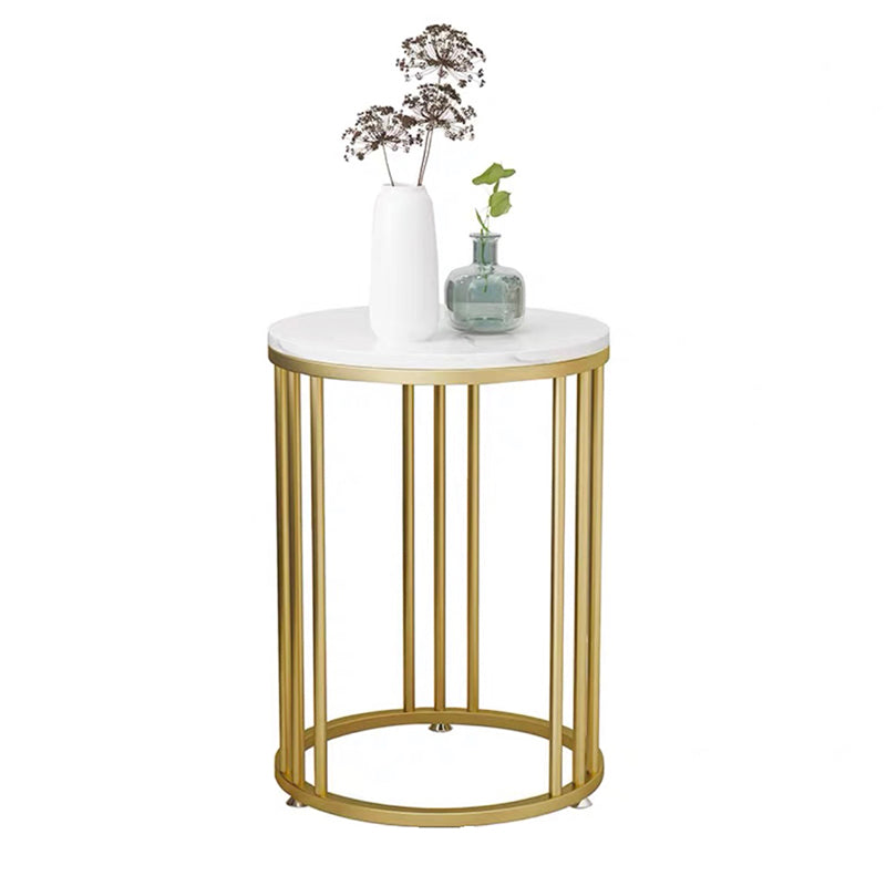 Frame Base Design Gold/ Black Metal Slate Top White Rectangular Side Table