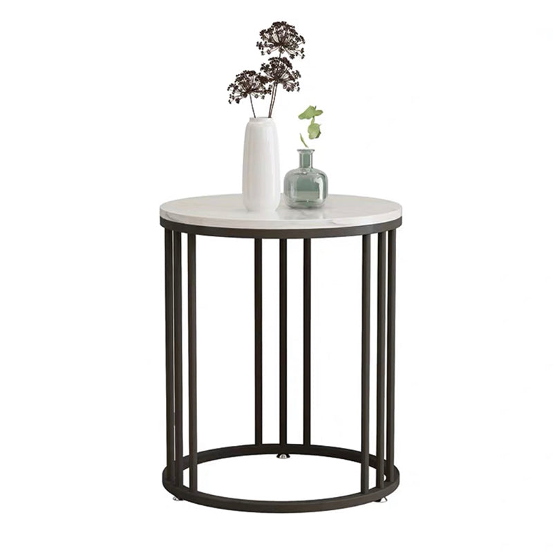 Frame Base Design Gold/ Black Metal Slate Top White Rectangular Side Table